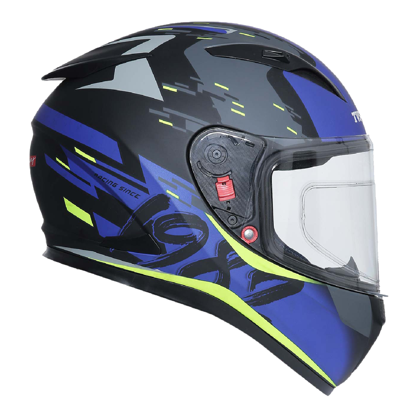 TVS Racing Helmet Matt Blue & Neon - Single Visor