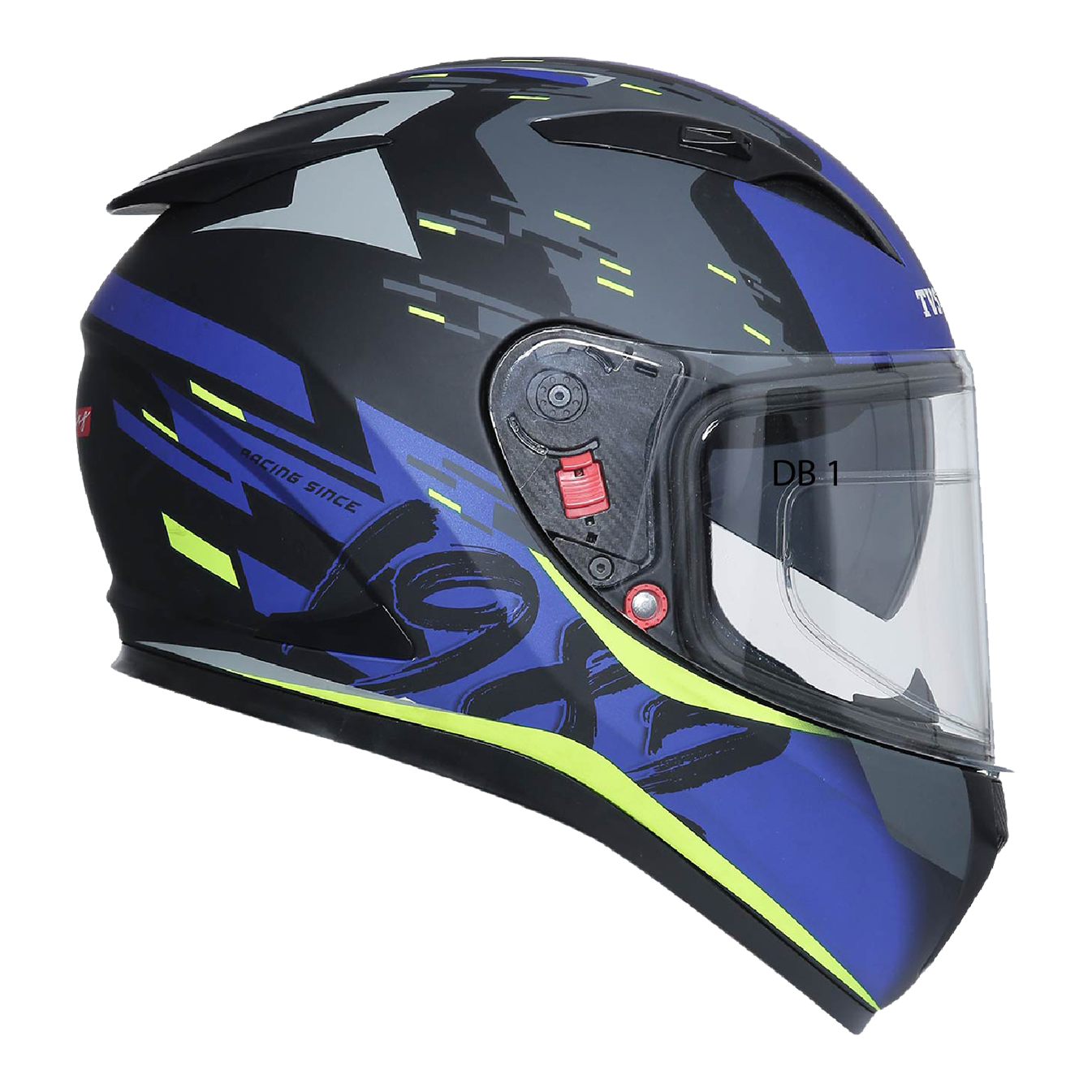 TVS Racing Helmet Matt Blue & Neon - Double Visor