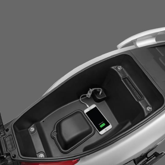 USB Cahrger connecter under the seat of TVS wego 2 wheeler scooter