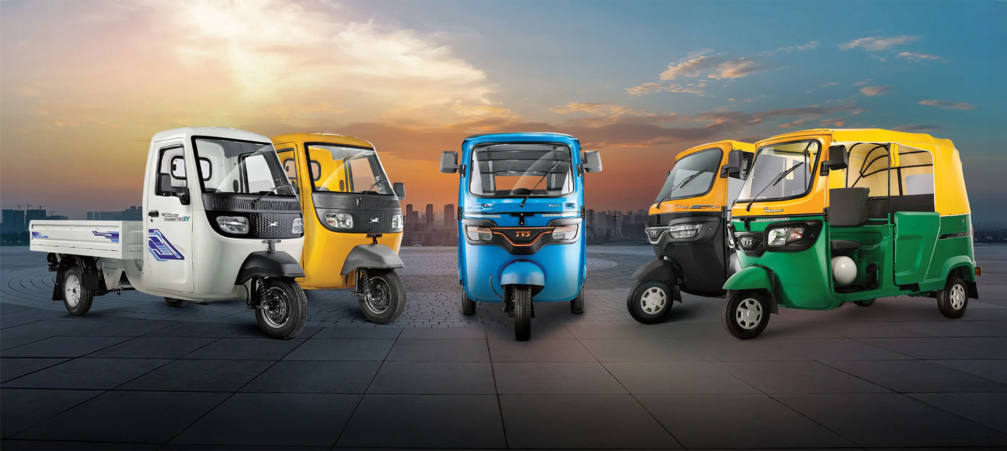 TVS commercial mobility line-up of electric and CNG three-wheelers