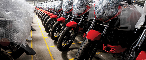 TVS motorcycles ready for despatch