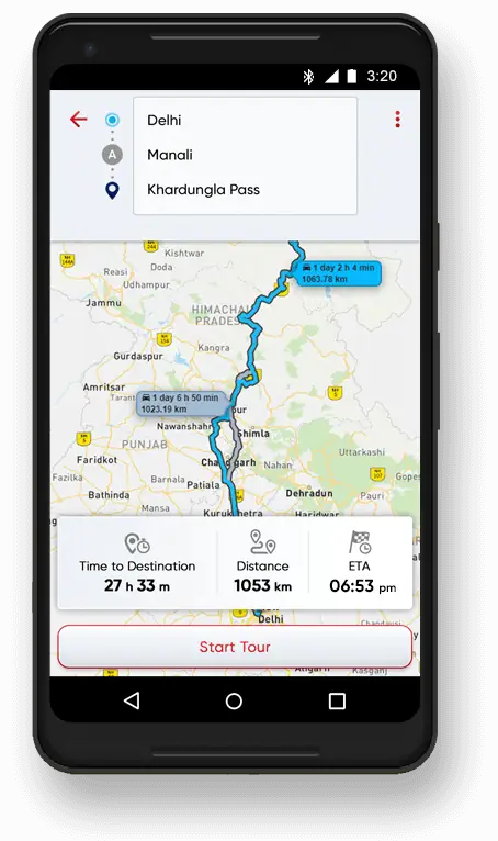 TVS RR 310 Ride planning mobile
