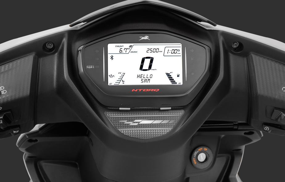 TVS Ntorq 125 cc 2 wheeler automatic scooter speedometer with 60+ features