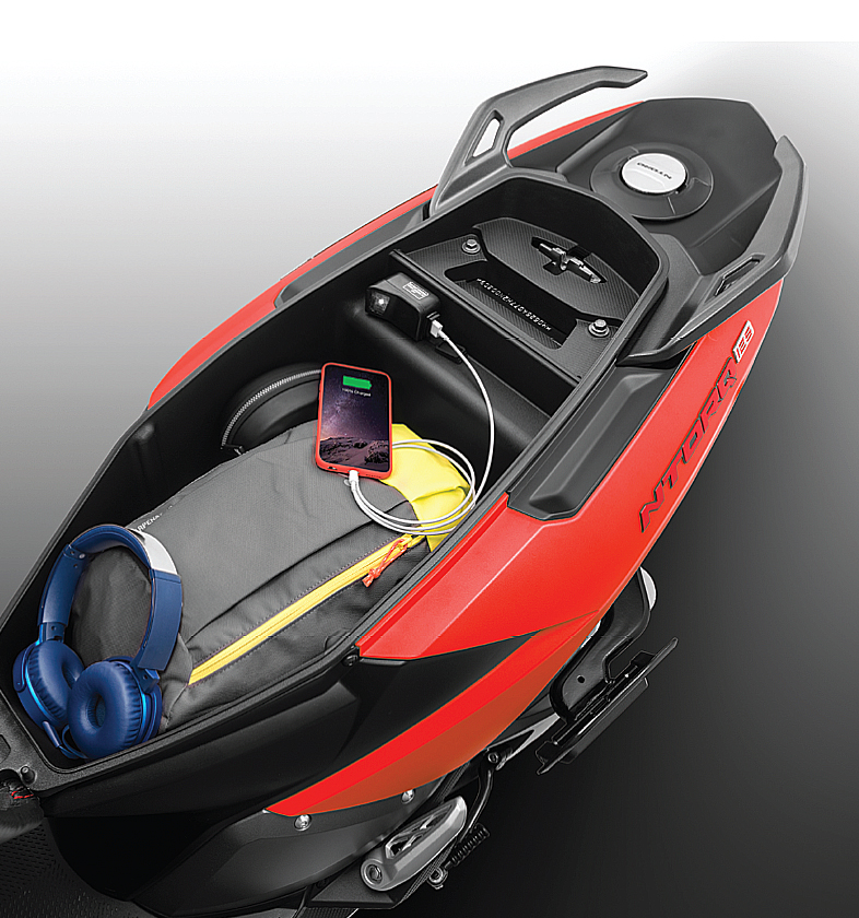 TVS Ntorq 125 cc 2 wheeler automatic scooter with mobile charging port