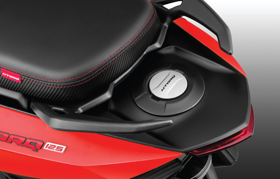 External fuel fill feature of TVS Ntorq 125 cc 2 wheeler automatic scooter