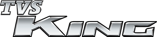 Logo de la marca del motocarro TVS King Deluxe de tres ruedas