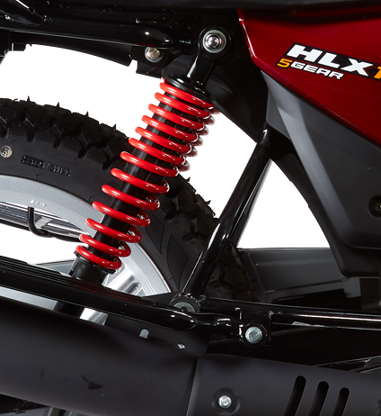 Detalles del chasis y la suspensión de la motocicleta TVS HLX 150 5g de dos ruedas