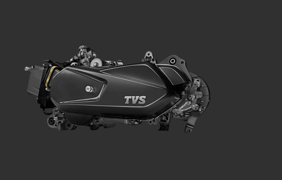 Diseño delantero de la motoneta TVS Ntorq de dos ruedas