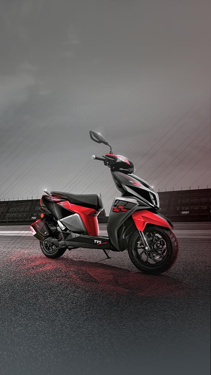 TVS 125 Ntorq RE race Edition scooter in a stunning red and black color
